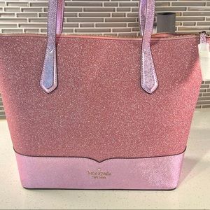 Kate Spade pink glitter Lola tote